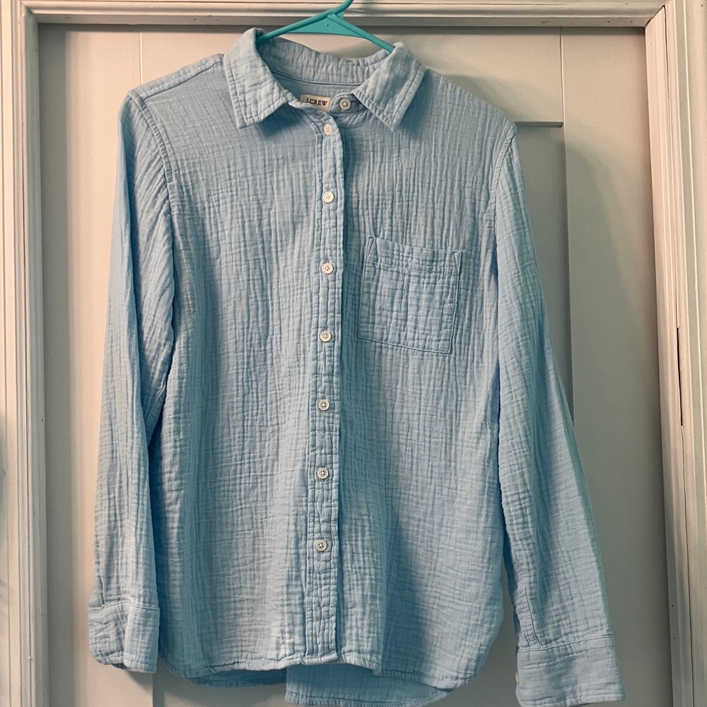 J. Crew Sky Blue Textured Button-Down Shirt